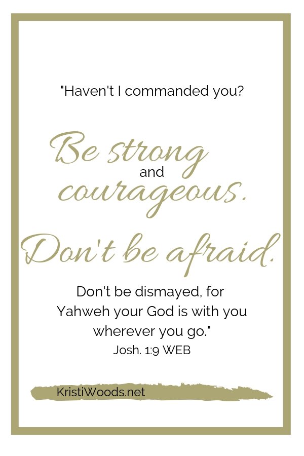 Josh. 1:9 Bible verse in gold lettering on white background