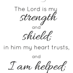 Psalm 28:7 The Lord is my strength and shield; in him my heart trusts, and I am helped. 