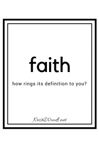 in black letters, "faith, how rings its definition to you?"