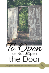 To Open or Not Open the Door written in black text with a picture of a door above it.