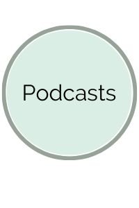 circle with the word podcasts