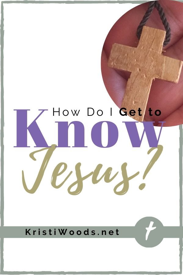 Hand with a cross and Christian blog post title about Knowing Jesus