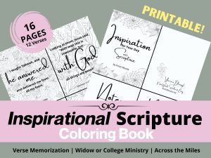 Advertisement for downloadable Inspirational Scripture Coloring Book