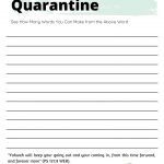 Widow ministry printable - an anagram for Quarantine