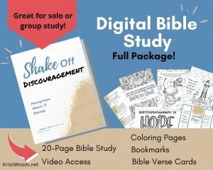 Shake Off Discouragement Digital Bible Study plus examples of Bible coloring pages, Bookmarks, and Printable Bible Verse Cards for Hope