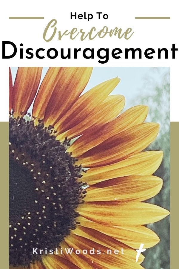 Sunflower with Christian blog post title: Help to Overcome Discouragement