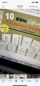 Thumbnails of Thanksgiving Bible coloring pages for sale on Etsy