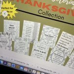 Thumbnails of Thanksgiving Bible coloring pages for sale on Etsy