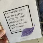 picture of a printable scripture card - purple leaf with a Bible verse from Psalms
