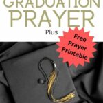 Cap and gown with Christian blog post title: A High School Graduation Prayer + Printable
