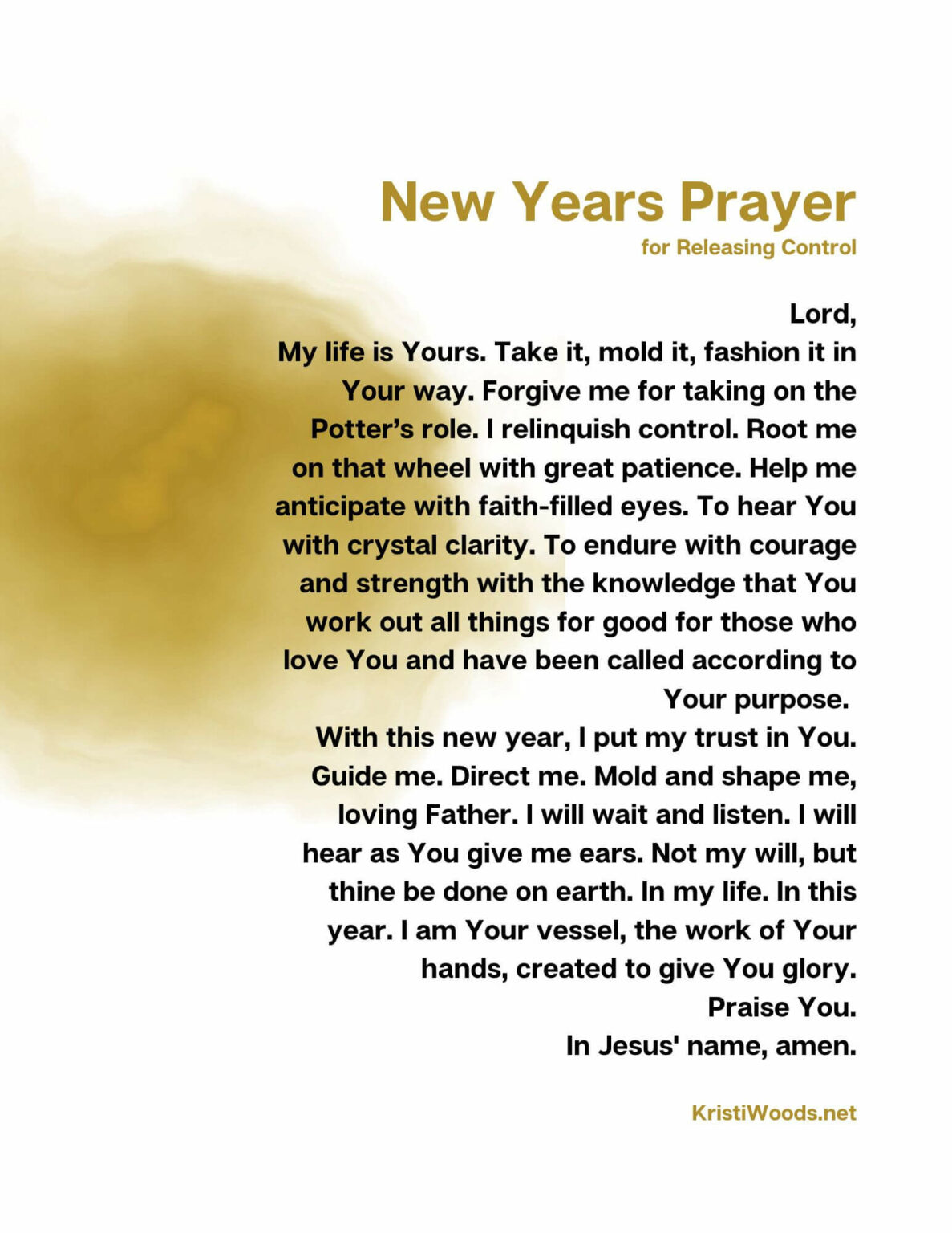 Happy New Years Prayer for Releasing Control {+ Free Prayer Printable
