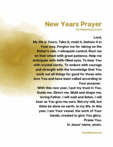 A Happy New Years Prayer Printable from Kristi Woods - a gold mark with the prayer