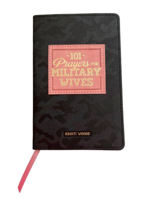 101 Prayers for Military Wives Gift Book with pink ribbon placemarker hanging below.