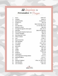 Printable PDF called 30 Scriptures to Personalize in Prayer