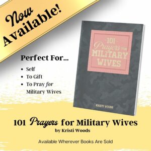 101 Prayers for Military Wives Now Available announcement + book cover