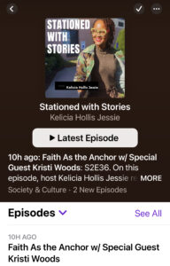 Stationed with Stories Podcast cover for episode featuring guest Kristi Woods