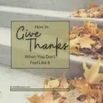 fall leaves with Christian blog post title overlayed: How to Give Thanks When You Don't Feel Like It
