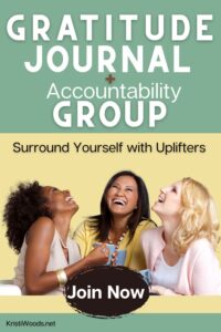 Three women looking up with words about the gratitude journal above